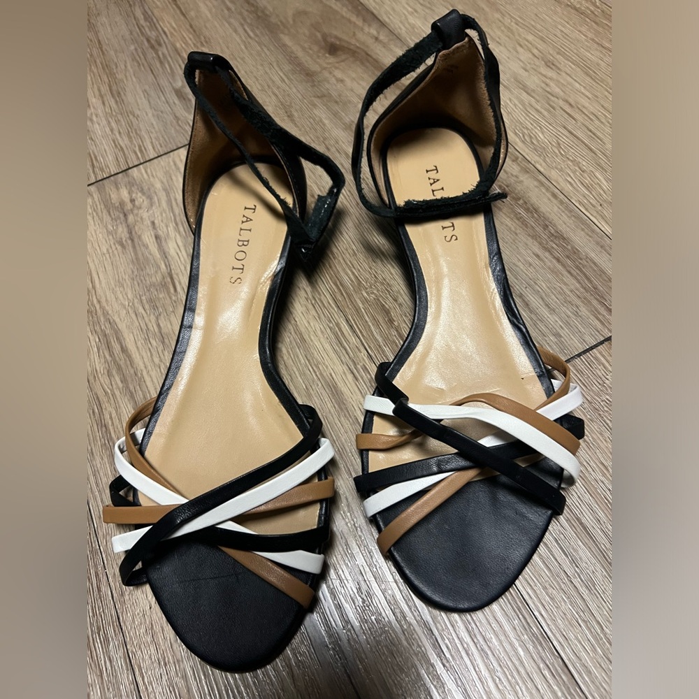Talbots Women's Strappy Sandals - Black, White, and Brown